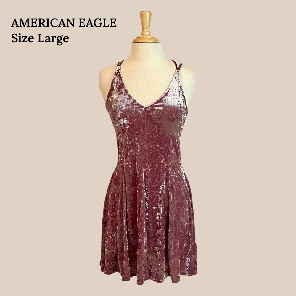 American Eagle Crushed Velvet Skater Dress
